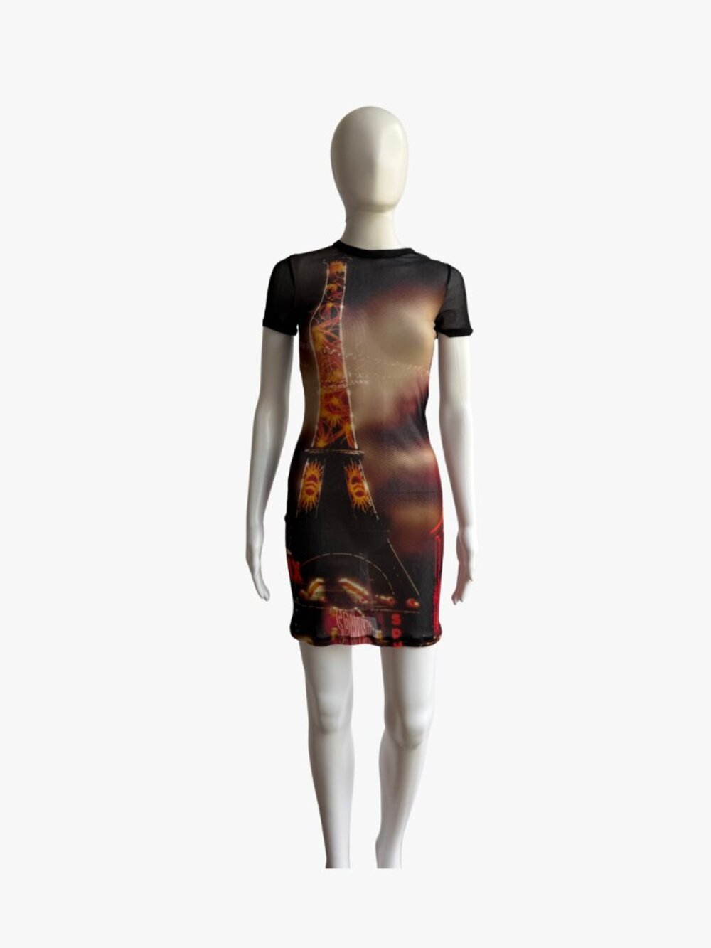 Jean Paul Gaultier Pigalle Printed Mesh Short Dress